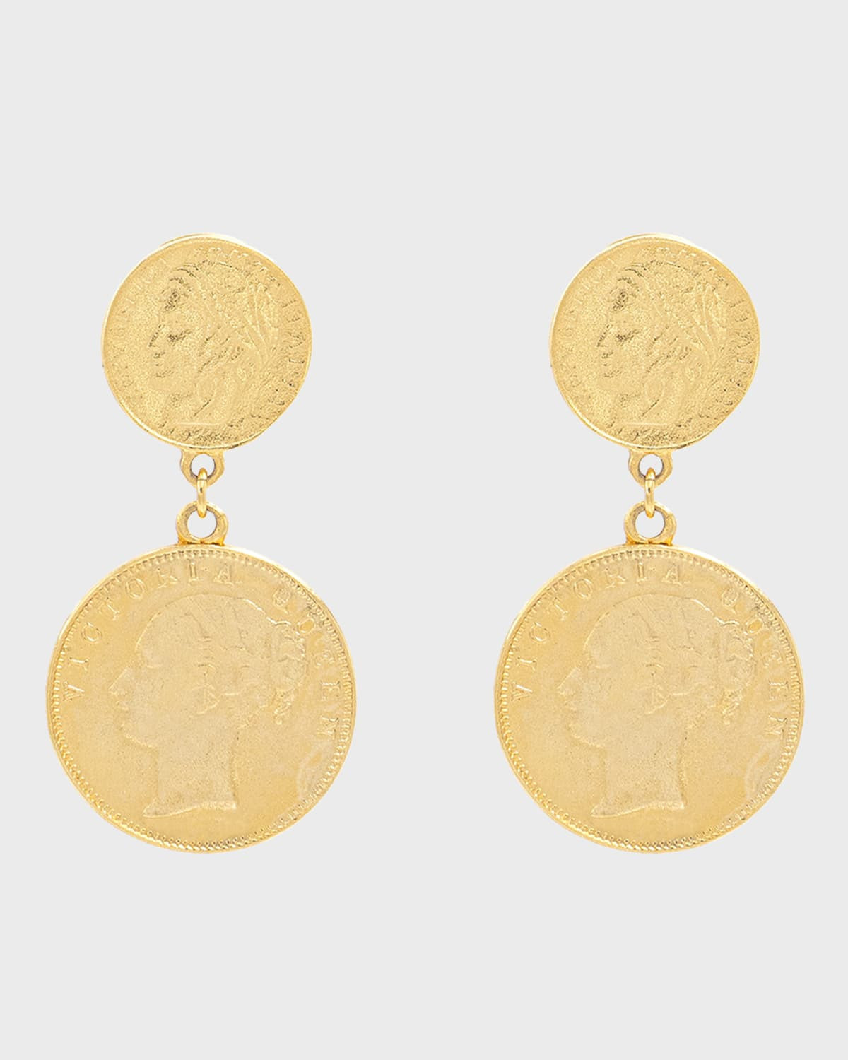 Gold Dual Coin Clip-On Earrings | Neiman Marcus
