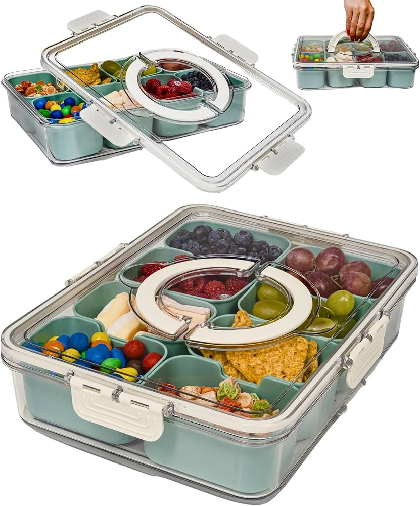 Small Snackle Box Container - Travel Snack Box Container - Snacklebox - Divided Serving Tray With... | Amazon (US)