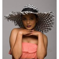 Black & White Hat For Women. Modern One-Of-Kind Summer Sun Shade With Lace Work. Beach Vacation Resortwear | Barb | Etsy (US)