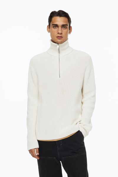 Relaxed Fit Rib-knit Half-zip Sweater | H&M (US + CA)