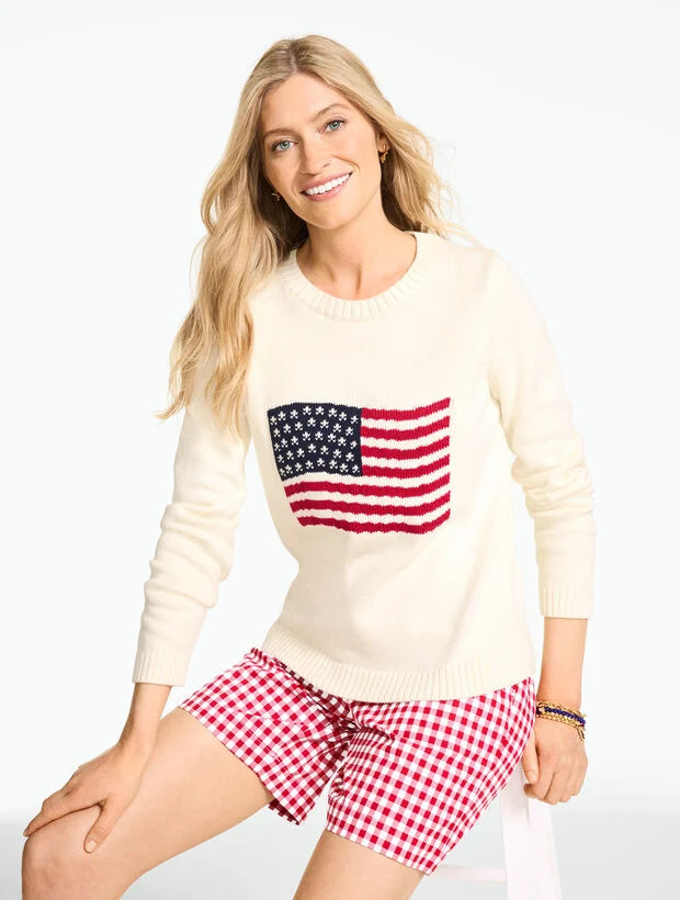 Crewneck Flag Pullover Sweater | Talbots