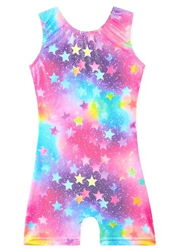 Gymnastics Leotards for Girls Athletic Dance Wear 4 5 Girls Dance Leotard Sparkle Rainbow Stars Biketard (Rainbow Stars, 4-5 Years) | Amazon (US)