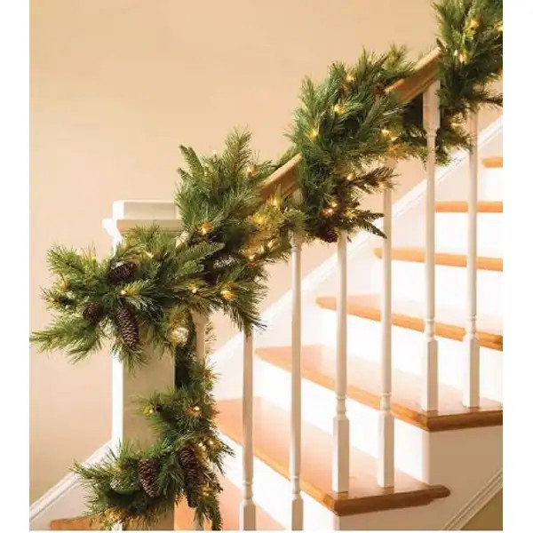 9-ft. Mixed Mountain Cypress Garland w/ Incandescent Plug-in - 9' - Overstock - 31578101 | Bed Bath & Beyond