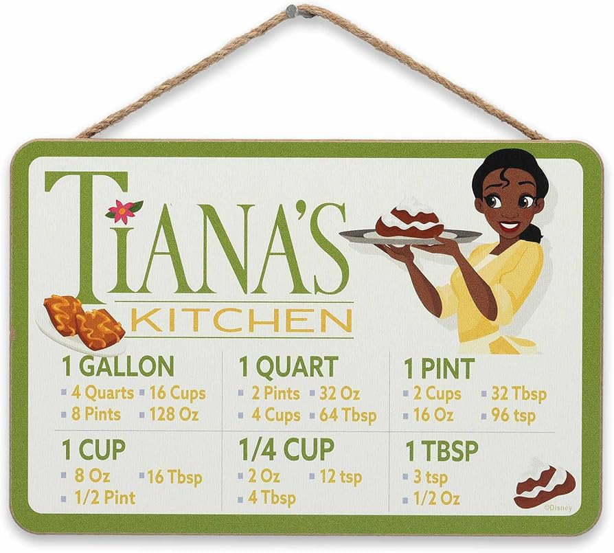 Disney The Princess and The Frog Tiana's Kitchen Hanging Wood Measuring Sign - Fun Tiana Kitchen ... | Amazon (US)