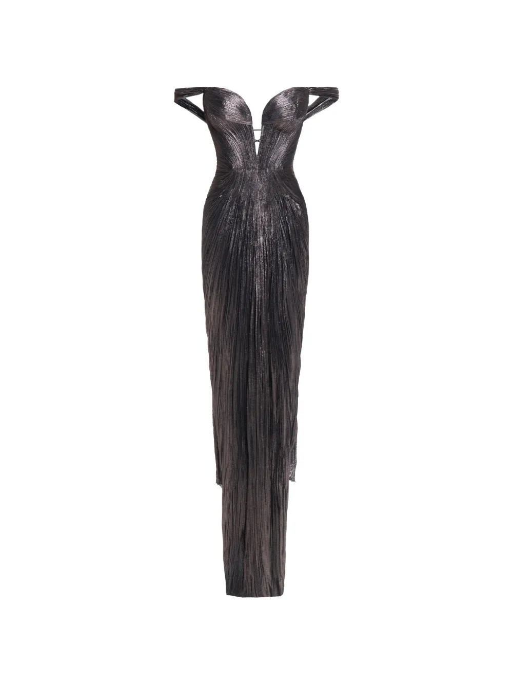 Maria Lucia Hohan off-shoulder pleated maxi dress - Brown | Farfetch Global