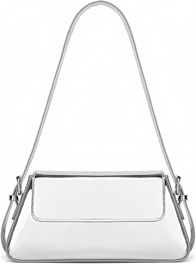 Silver Metallic Evening Bag for Women Y2K Silver Leather Shoulder Bags Sparkle Purse for Prom Wed... | Amazon (US)