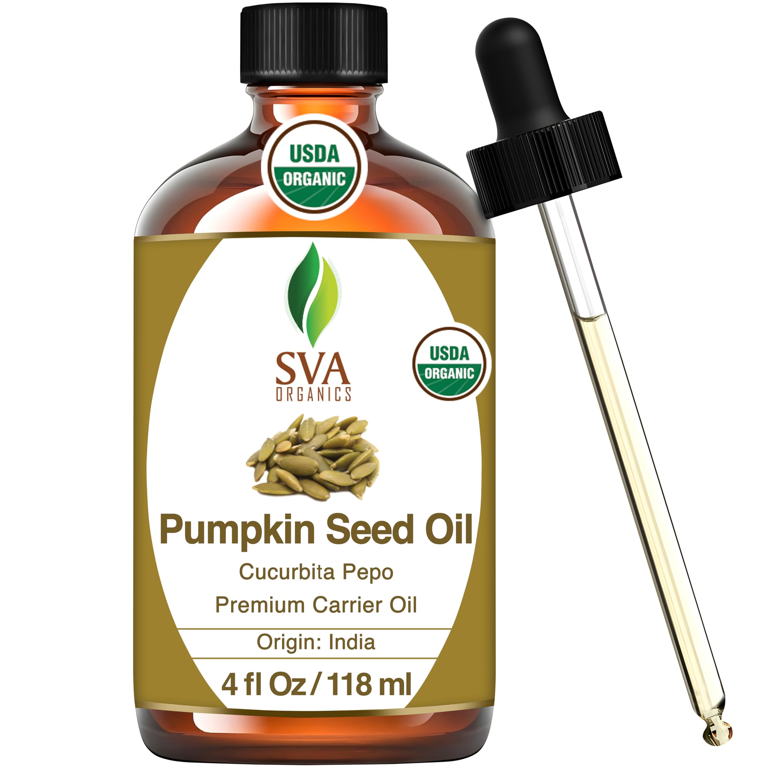 SVA Pumpkin Seed Oil Organic - 4 Fl Oz – 100% Natural Cold Pressed Organic Pumpkin Oil - for Fa... | Amazon (US)