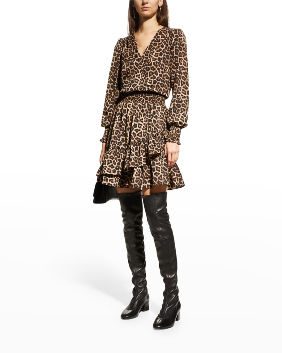 MICHAEL Michael Kors Nubian Julia Leopard-Print Dress | Neiman Marcus