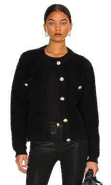 Line & Dot Khloe Boucle Cardigan in Black from Revolve.com | Revolve Clothing (Global)