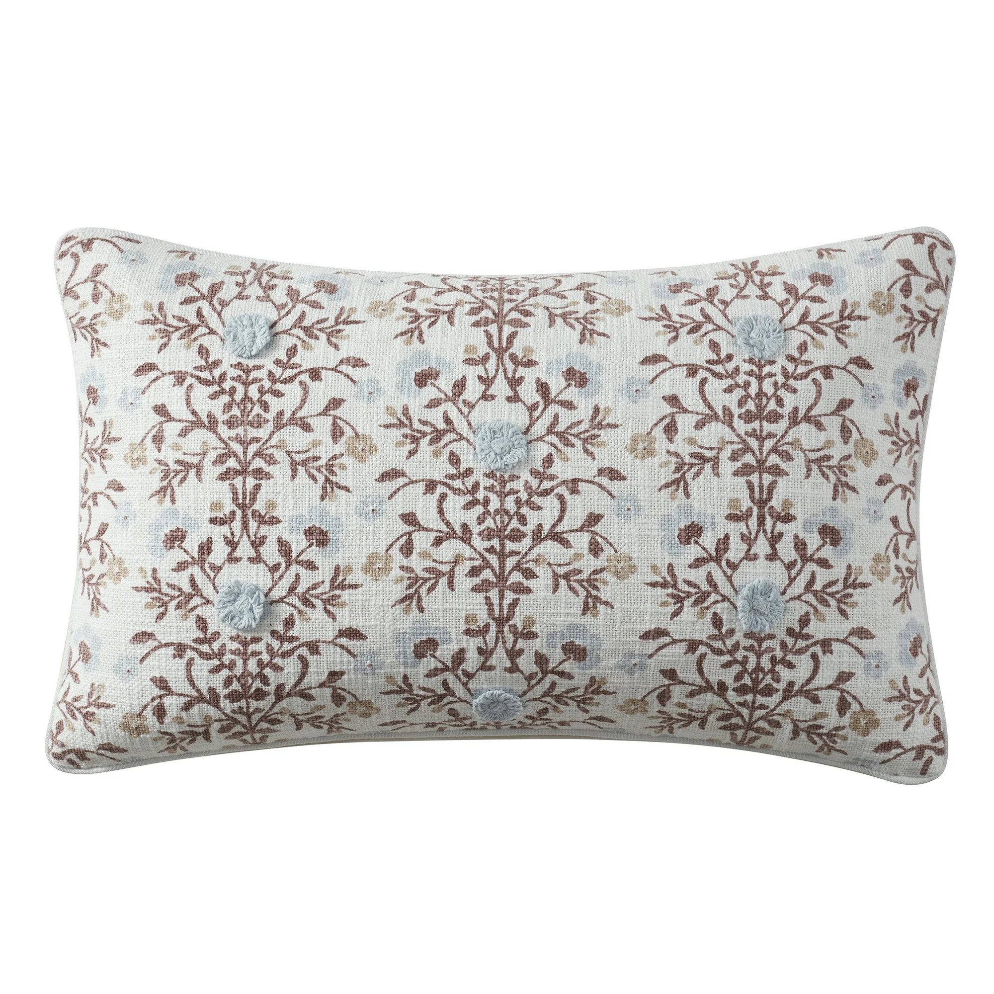 My Texas House 14" x 24" Fara Dusty Mauve Floral Cotton Decorative Pillow Cover | Walmart (US)