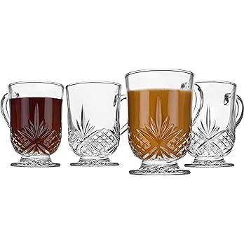 Godinger Coffee Mugs, Tea or Hot Water Glass Cups - Dublin Collection, Set of 4, 10 fluid ounces | Amazon (US)