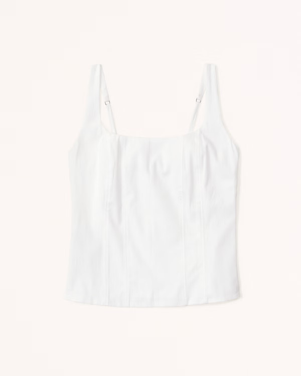 Cotton-Blend Squareneck Corset Top | Abercrombie & Fitch (US)