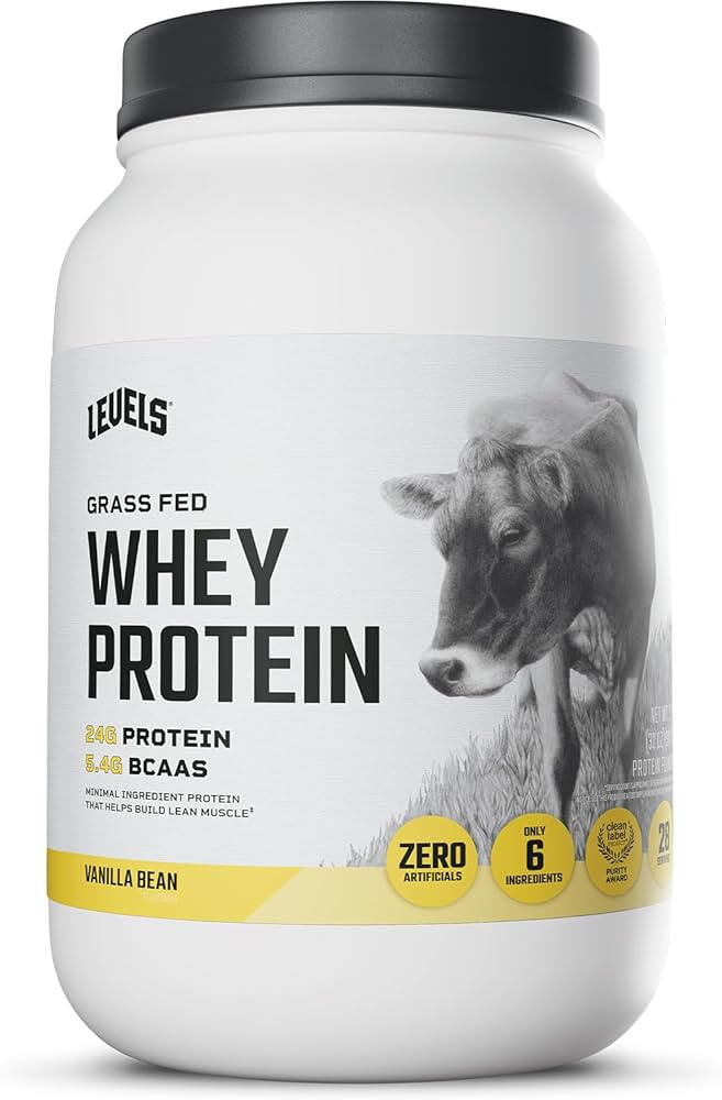 Levels Grass Fed Whey Protein Powder, No Artificials, 24G of Protein, Vanilla Bean, 2LB | Amazon (US)