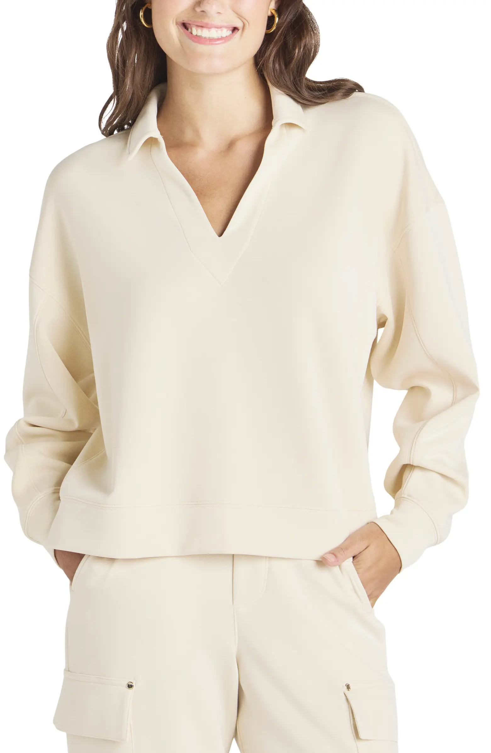 Splendid x Cella Jane Scuba Polo Sweatshirt | Nordstrom | Nordstrom