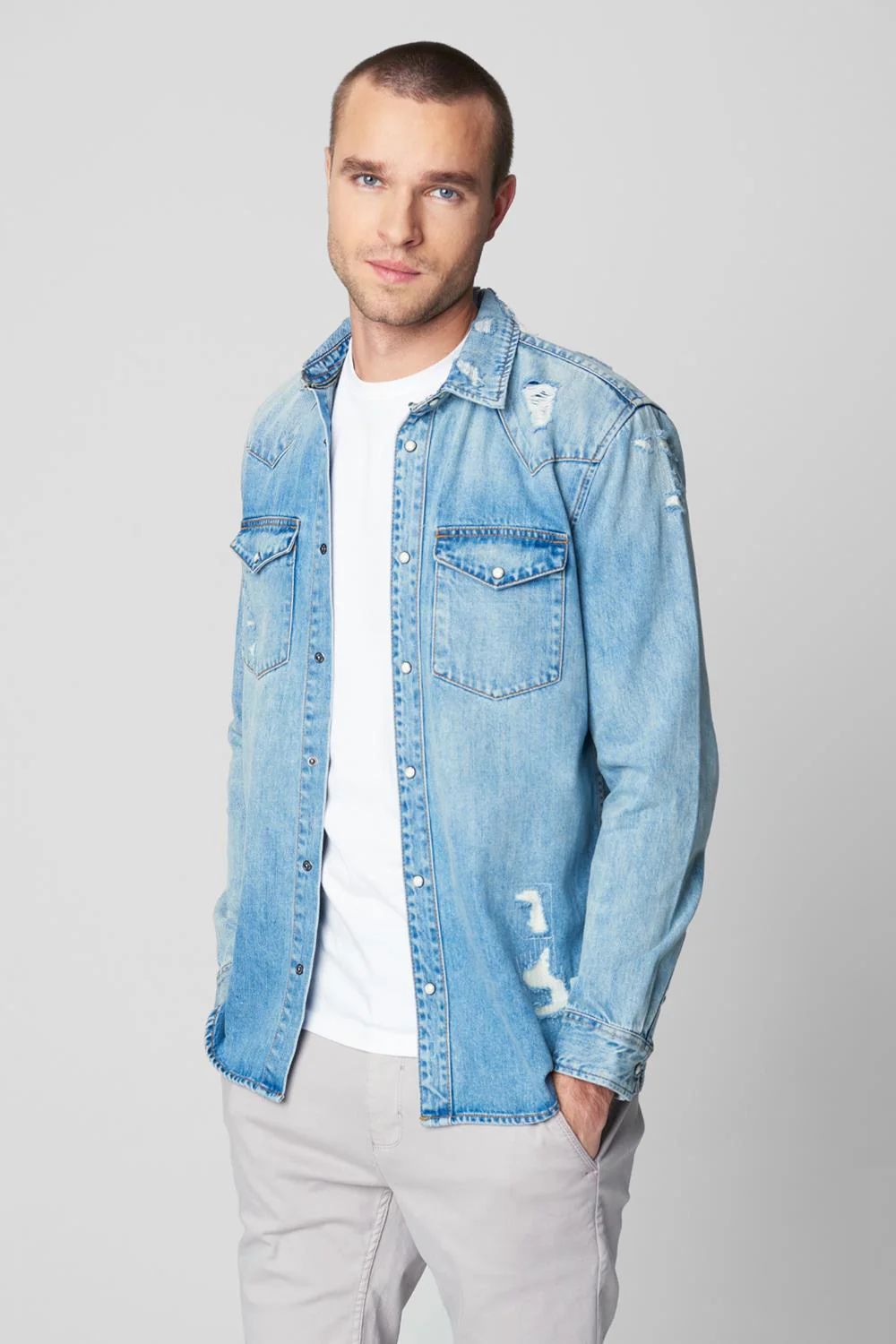 Blank NYC Men's Ranger Denim Shirt in Blue Small Lord & Taylor | Lord & Taylor