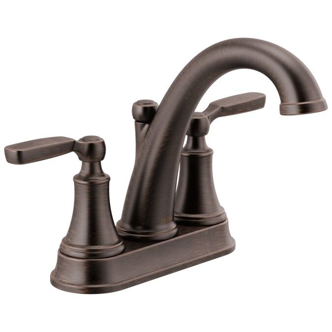 Delta Woodhurst Venetian Bronze 2-handle 4-in Centerset WaterSense Bathroom Sink Faucet with Drai... | Lowe's