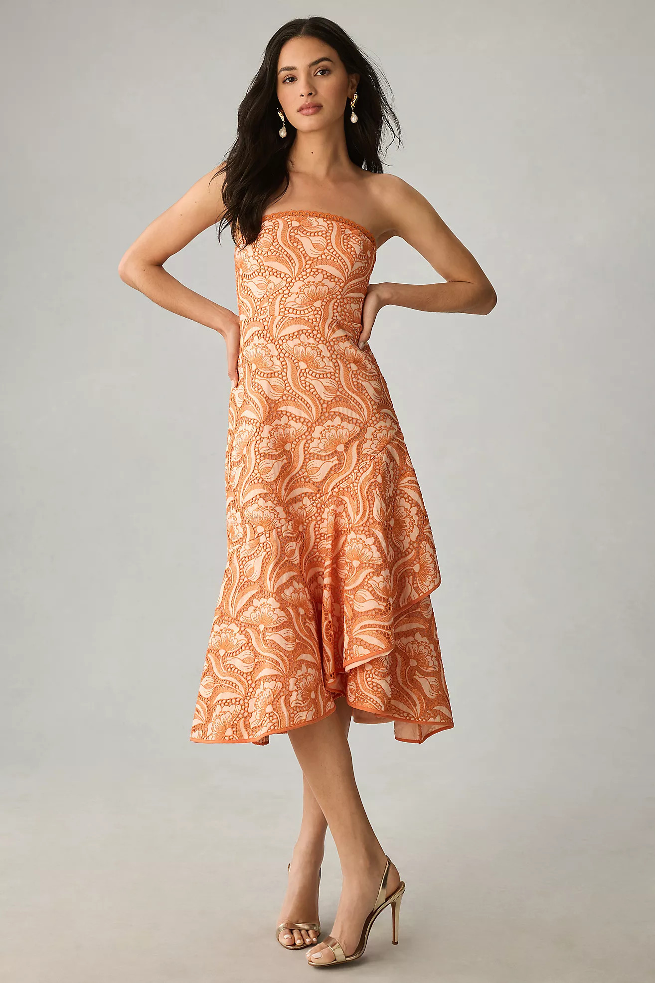 By Anthropologie Strapless A-Line Ruffle-Hem Dress | Anthropologie (US)