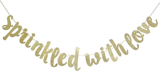 Sprinkled with Love Glitter Gold Banner, Baby Sprinkle Banner, Baby Shower, Gender Reveal Party, ... | Amazon (US)