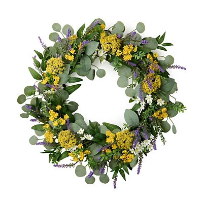 Lavender Eucalyptus Mixed Wreath, Purple/Green/Yellow, 26 , Polyester | Kirkland's Home | Kirklands
