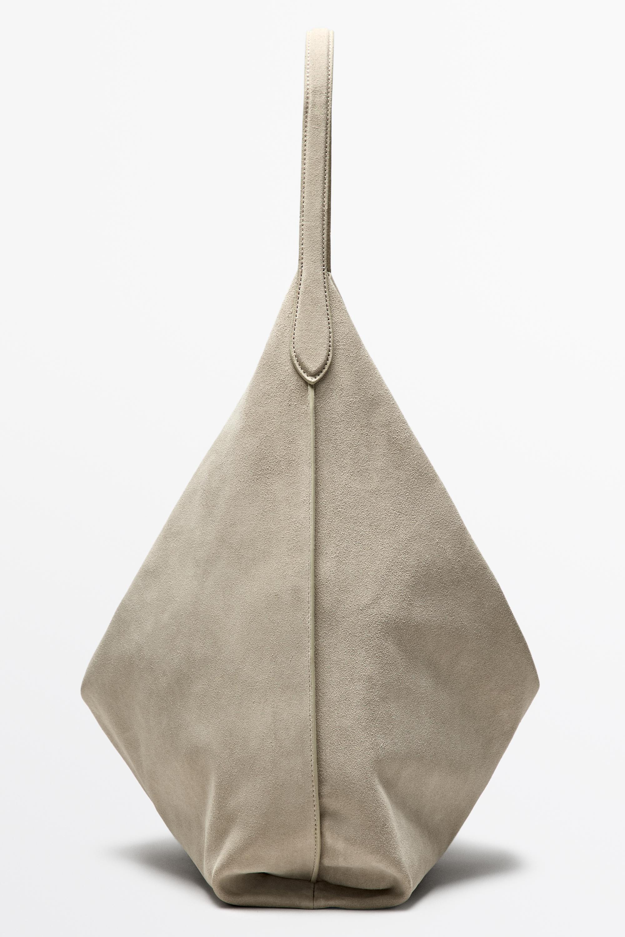 Maxi split suede leather shoulder bag | Massimo Dutti UK