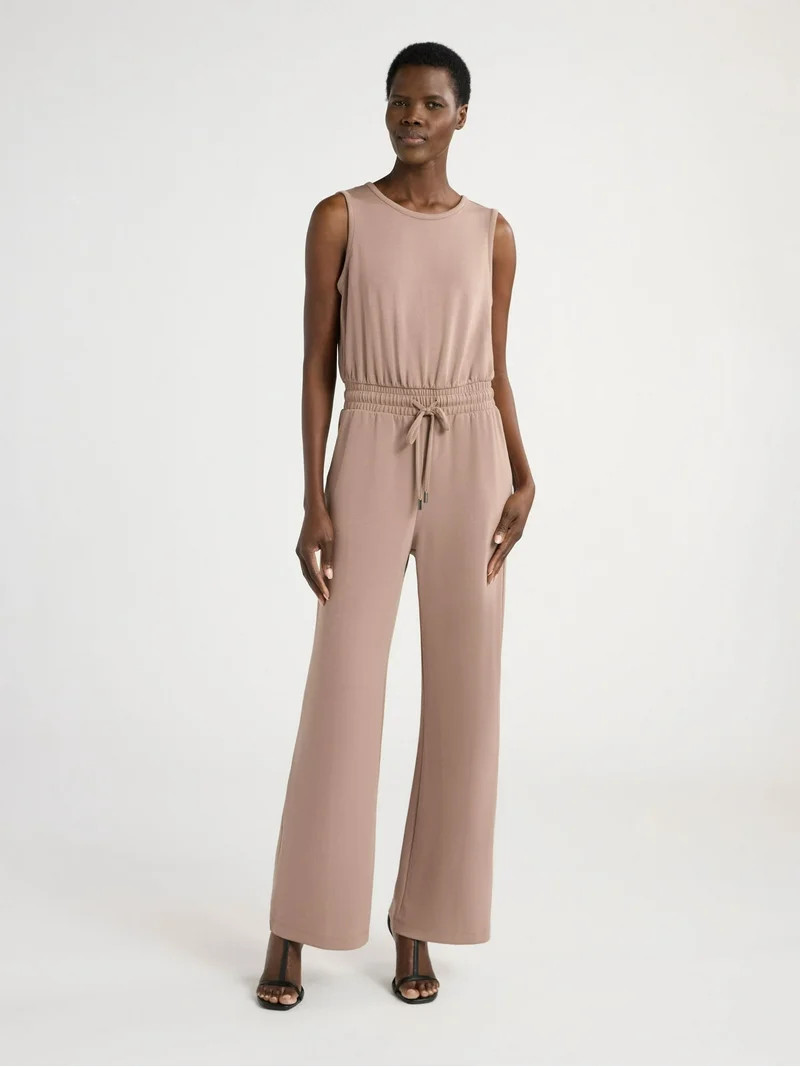 Scoop Women’s New Scubaknit Racerback Wide Leg Jumpsuit, Sizes XS-XXL | Walmart (US)