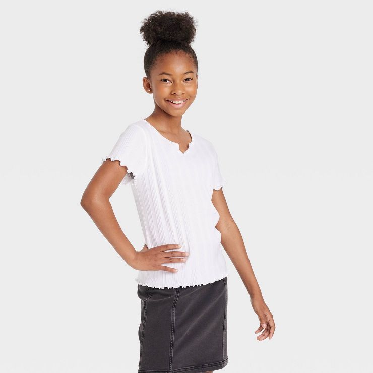 Girls' Short Sleeve Notch-Front T-Shirt - art class™ | Target