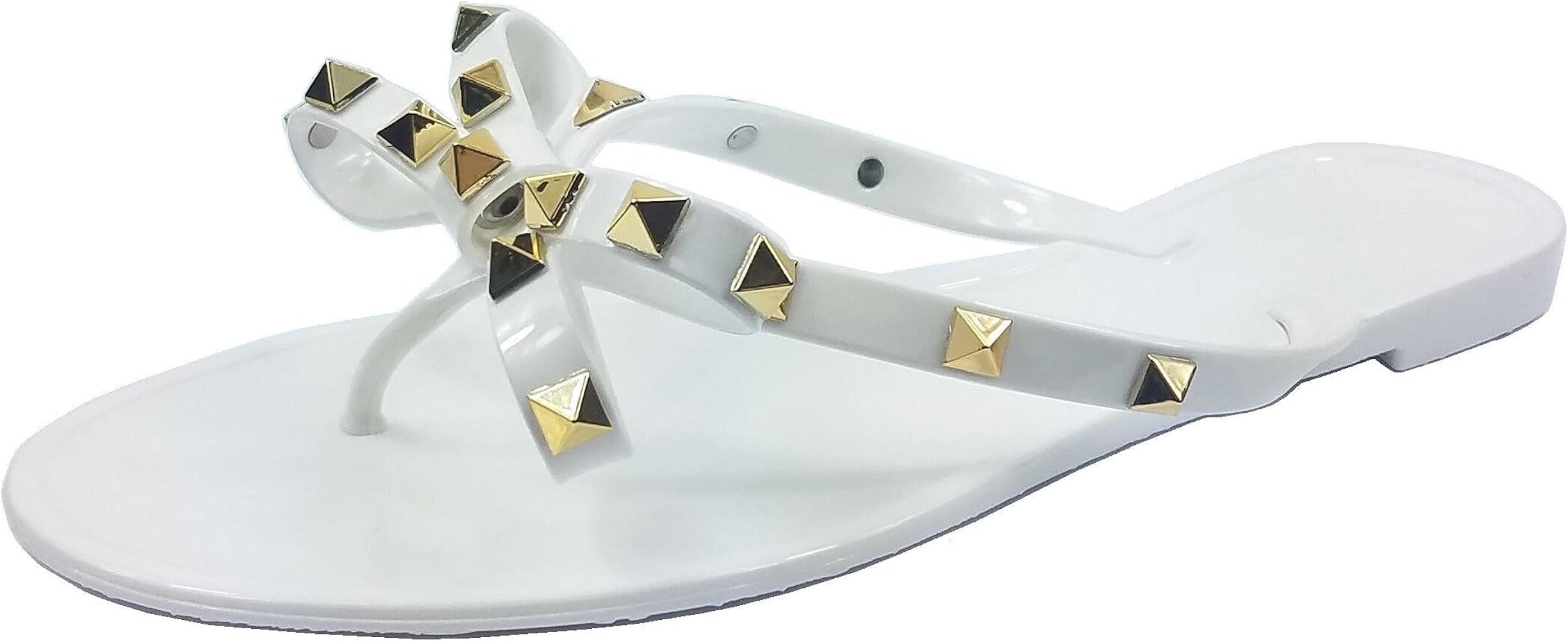 Womens Studded Flip Flops with Bow Open Toe Jelly Sandals | Amazon (US)