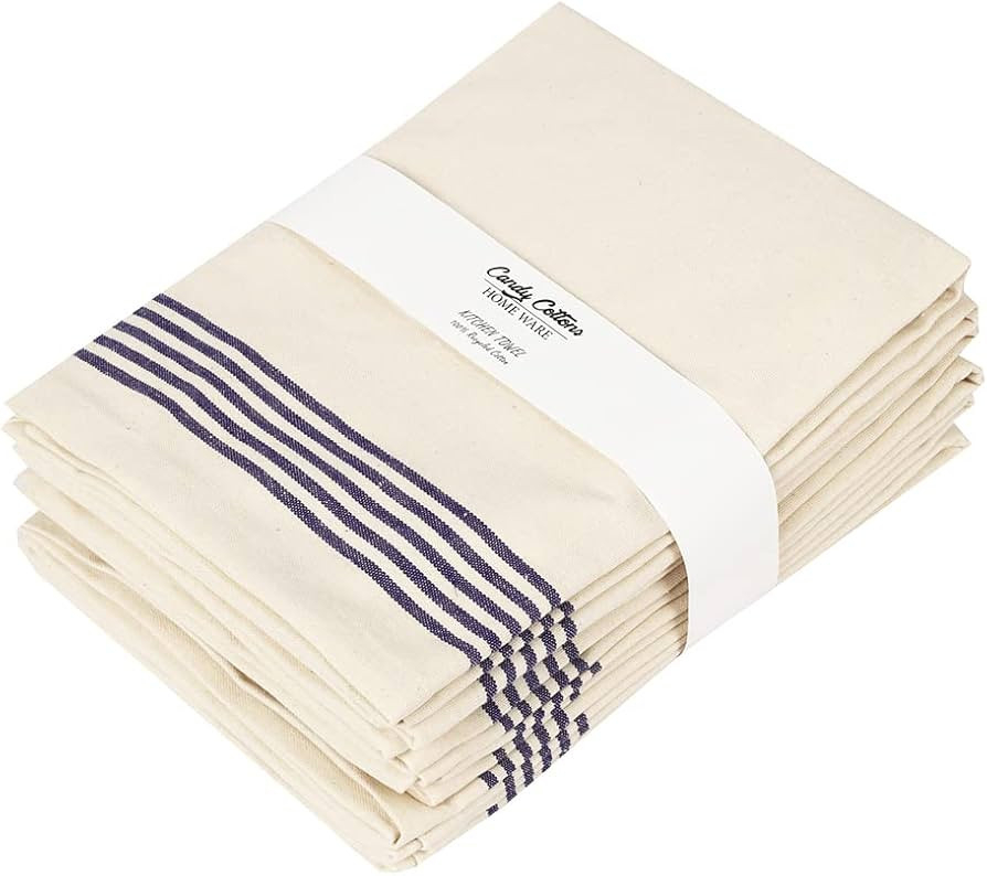 Stripe Kitchen Towels Decor 18x28 in Cotton Tea Dish Towels Boho Embroidery Festive Gift Set of 6... | Amazon (US)