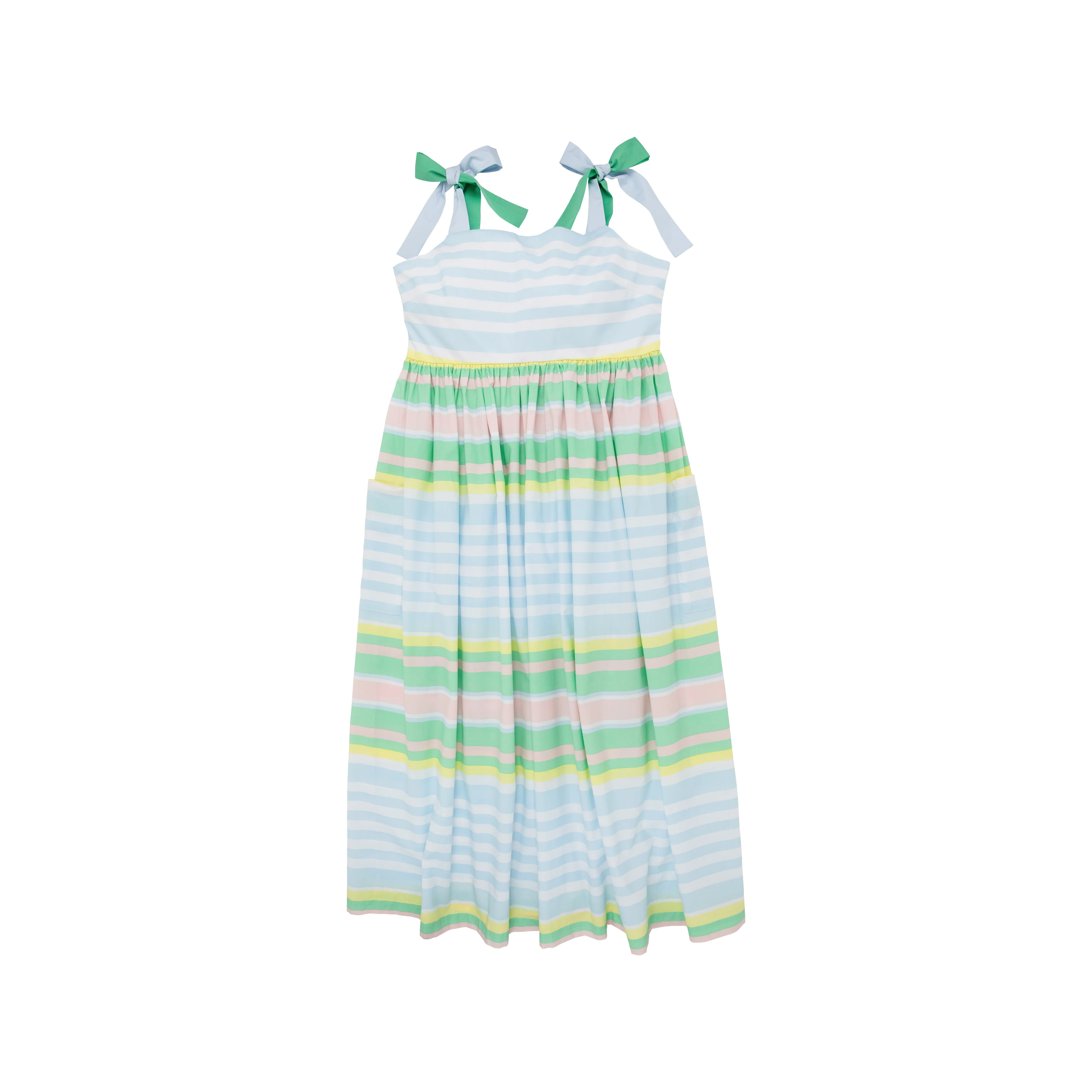 Midge Midi Dress (Women's) - Sarasota Stripe with Buckhead Blue and Grace Bay Green | The Beaufort Bonnet Company