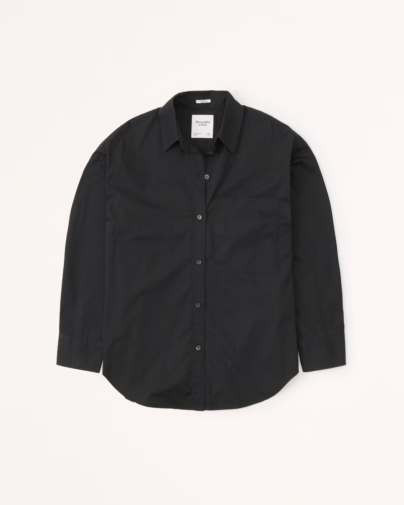Oversized Poplin Button-Up Shirt | Abercrombie & Fitch (US)