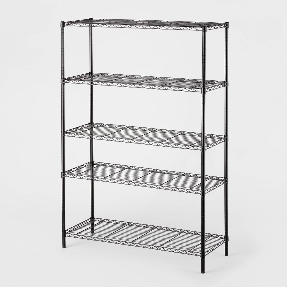 5 Tier Wide Wire Shelving Black - Brightroom | Target