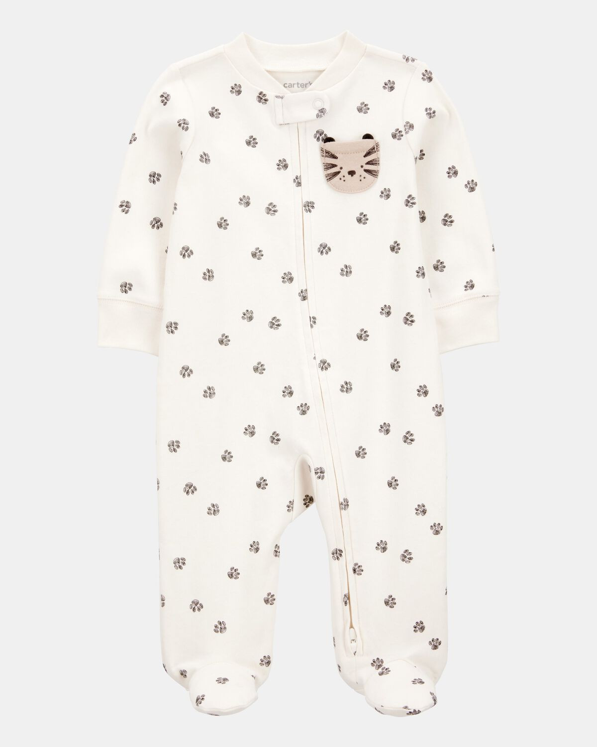 Baby Tiger Print 2-Way Zip Cotton Sleep & Play Pajamas - Ivory | Carter's Inc