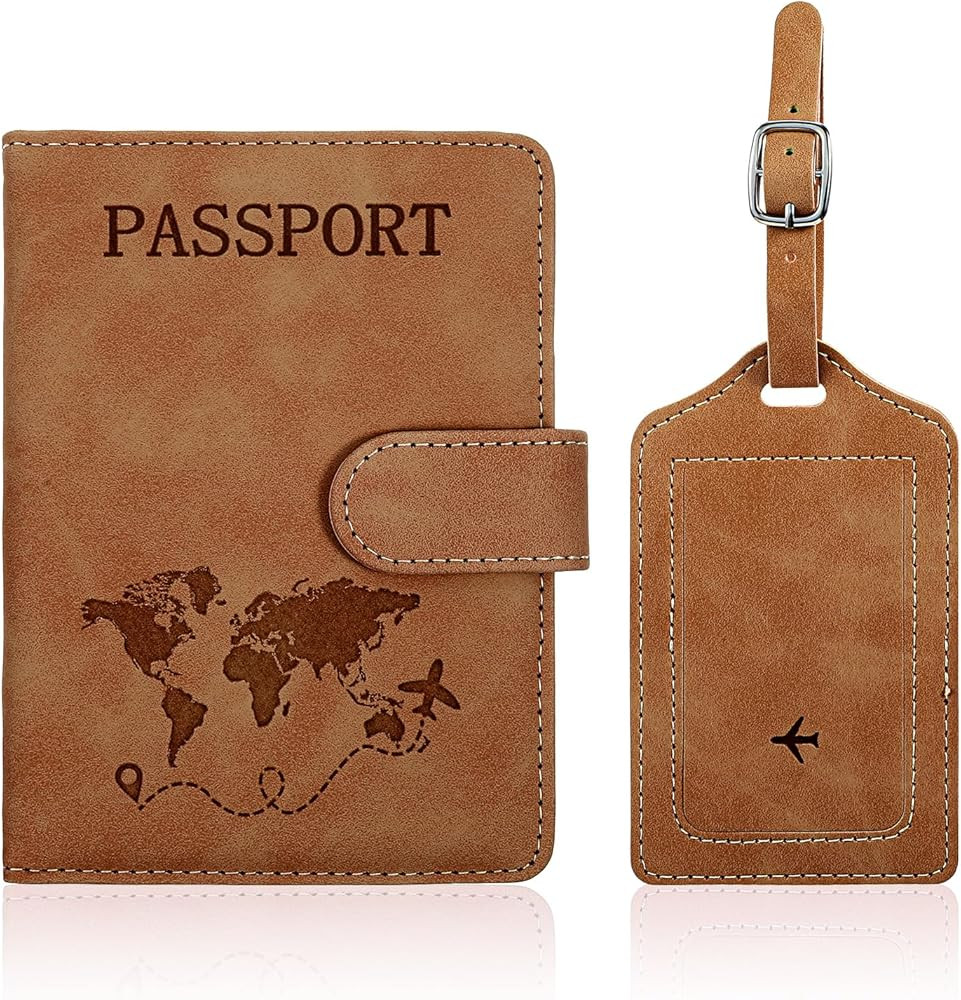 Passport Holder with Leather Luggage Tags, Waterproof RFID Blocking Passport Holder, Passport Wal... | Amazon (US)