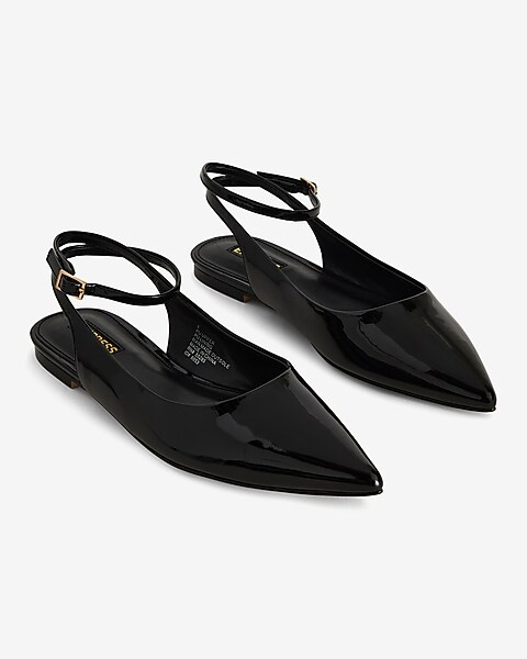 Shiny Pointed Toe Strappy Flat Sandals | Express