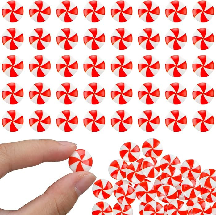 Giegxin 120 Pcs Christmas Mini Candy Cane for Crafts Plastic Fake Candy DIY Craft Supplies Pepper... | Amazon (US)