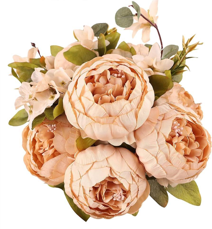 Duovlo Artificial Peony Silk Flowers Fake Flowers Vintage Wedding Home Decoration,Pack of 1 (Ligh... | Amazon (US)