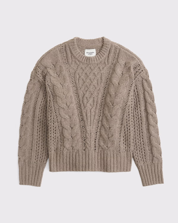 Textural Stitch Cable Crew Sweater | Abercrombie & Fitch (US)
