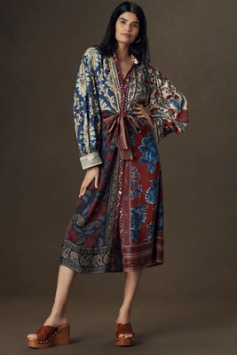 Farm Rio Winter Mix Midi Shirt Dress | Anthropologie (US)