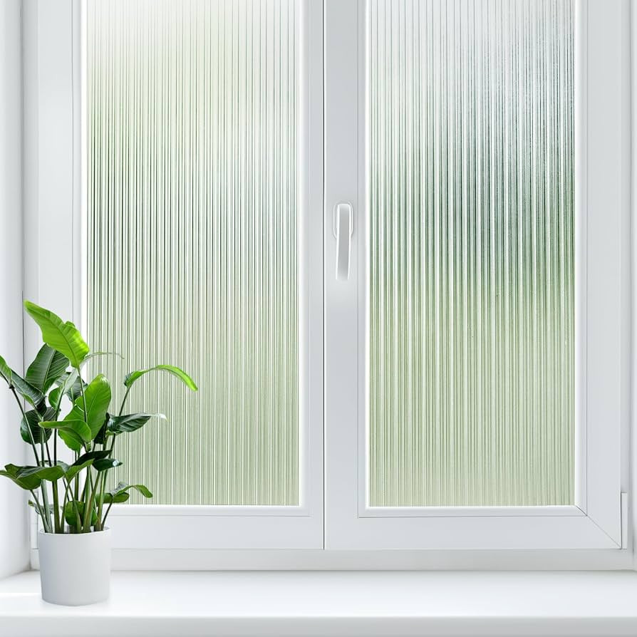 LUTE Reeded Glass Window Film, Privacy Frosted Glass Film for Bathroom Home Office, Decorative De... | Amazon (US)