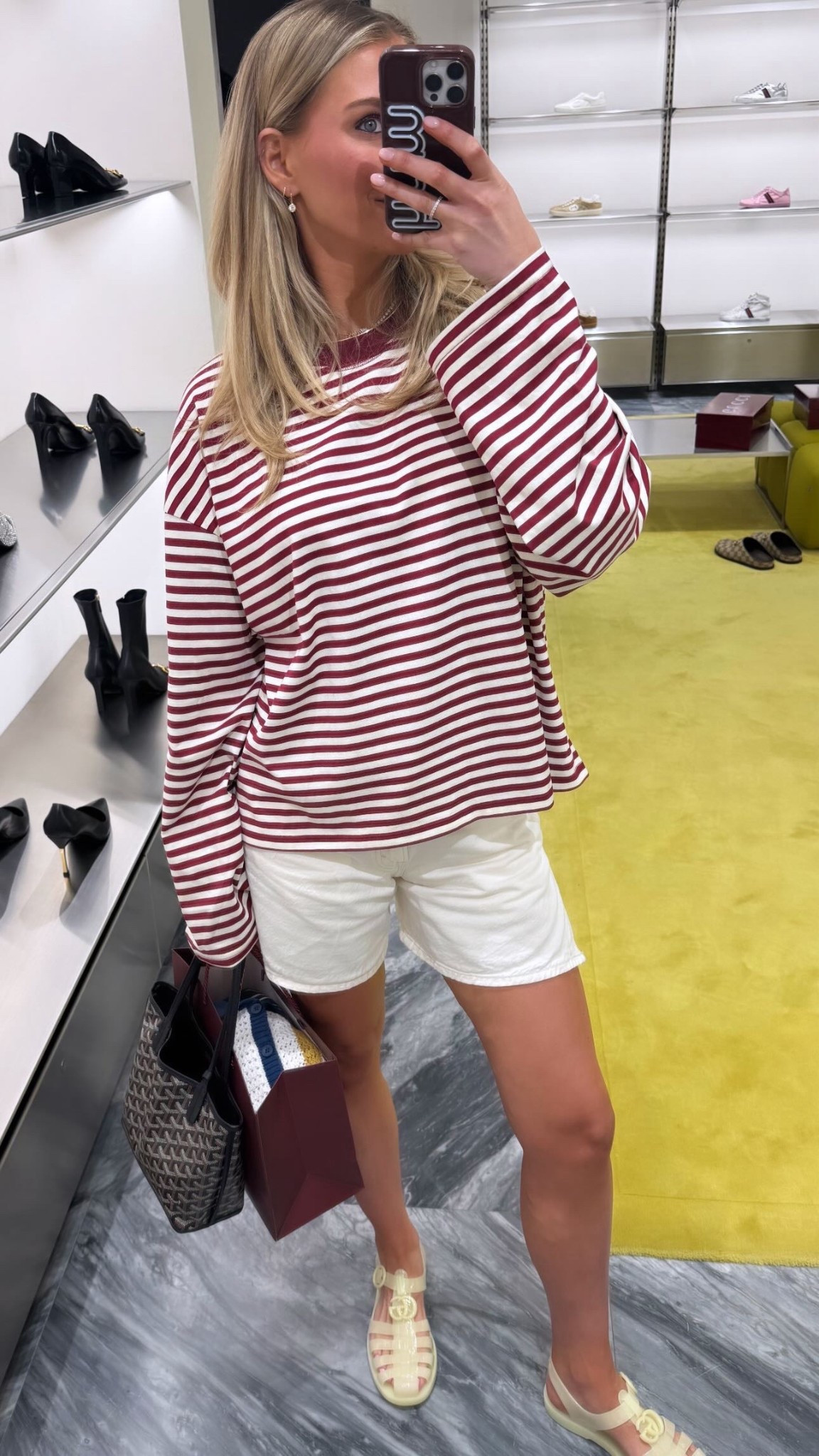 Shopping day OOTD 
Revolve 
Abercrombie 
Vivrelle 
Gucci 

#LTKootd