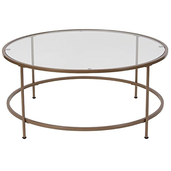 Flash Furniture Astoria Collection Glass Coffee Table with Matte Gold Frame | Amazon (US)