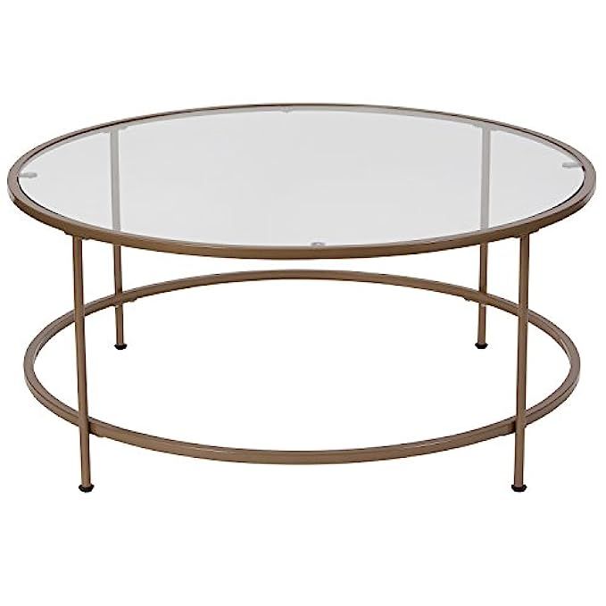 Flash Furniture Astoria Collection Glass Coffee Table with Matte Gold Frame | Amazon (US)