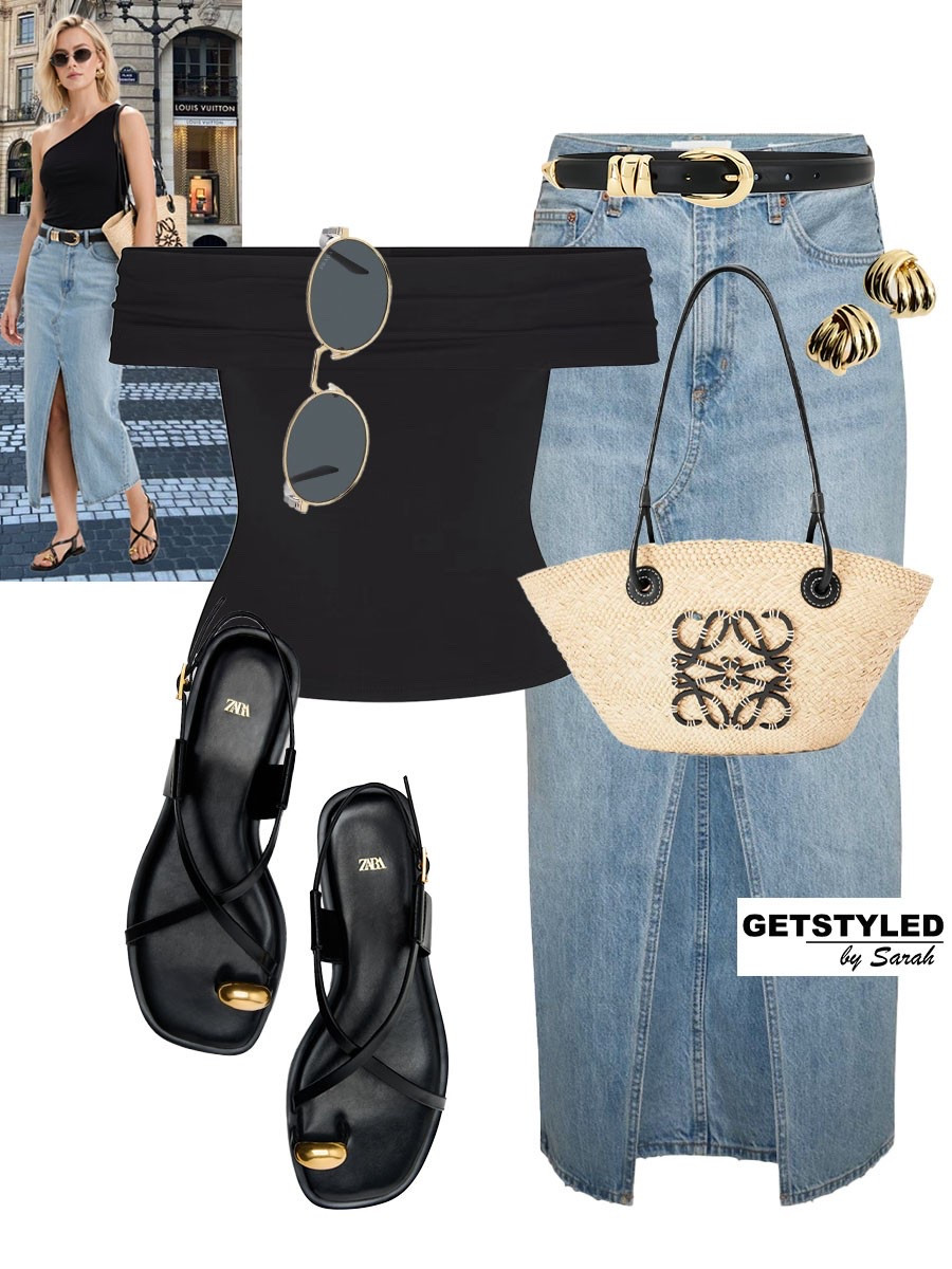 Effortlessly chic summer looks 🖤

#summerstyle #denimskirt #sandals #skirt

#LTKsummer #LTKbag #LTKshoes