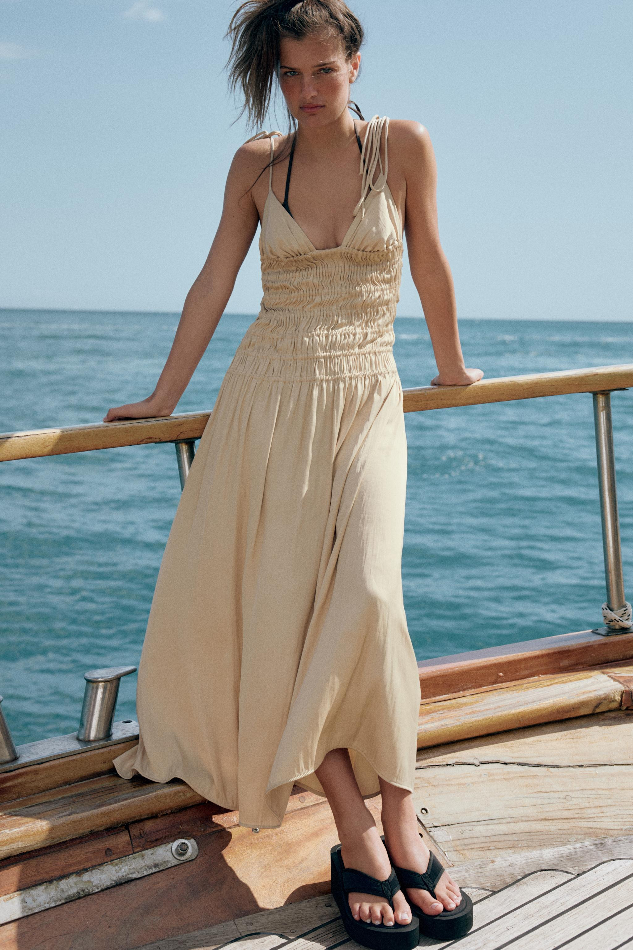 RUCHED SATIN MIDI DRESS | Zara Canada