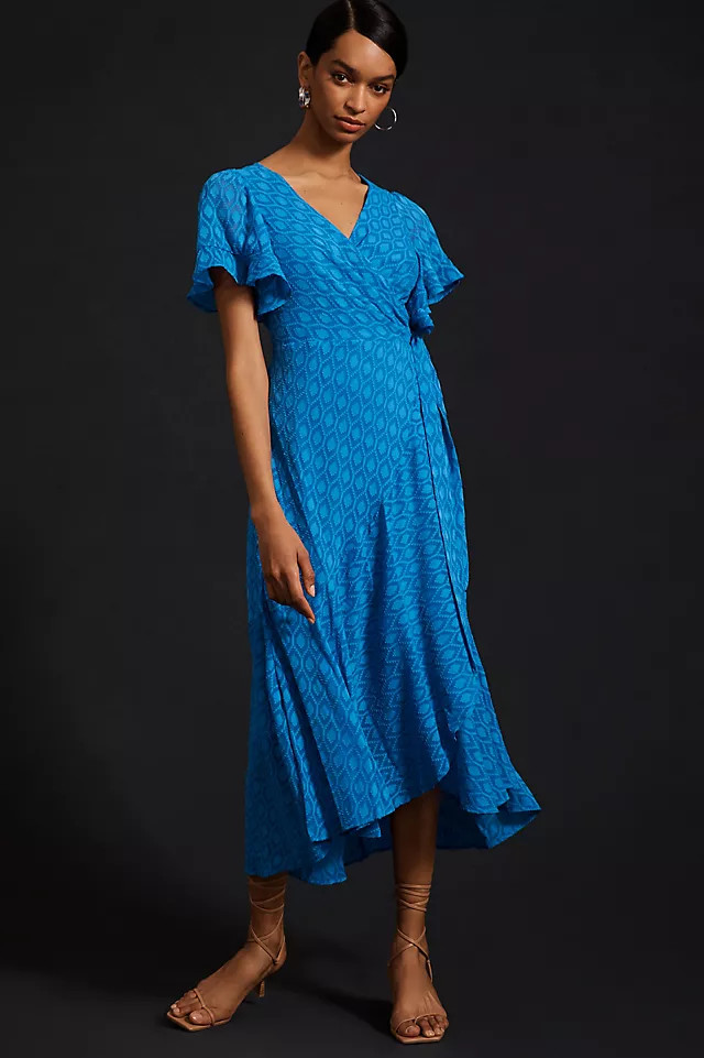 By Anthropologie Flutter Wrap Midi Dress | Anthropologie (US)