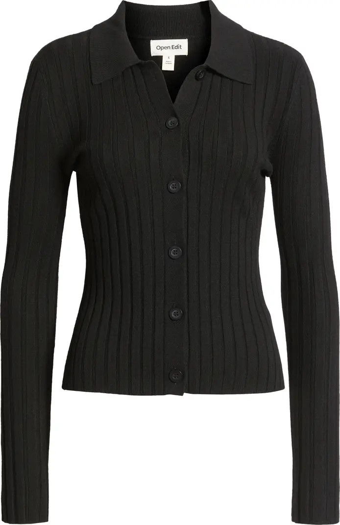Open Edit Collared Rib Cardigan | Nordstrom | Nordstrom