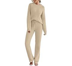 MEROKEETY Womens Fuzzy Fleece Long Sleeve 2 Piece Loungewear Outfits Sweater Pants Pajama Sets | Amazon (US)