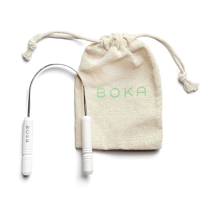 Boka Tongue Scraper for Adults & Kids with Case - Stainless Steel Tongue Cleaner w/Linen Travel P... | Amazon (US)