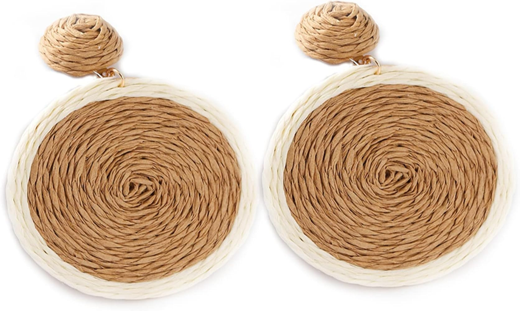 Bohemian Woven Rattan Ball Dangle Drop Earring Boho Handmade Retro Woven Raffia Straw Wicker Stateme | Amazon (US)