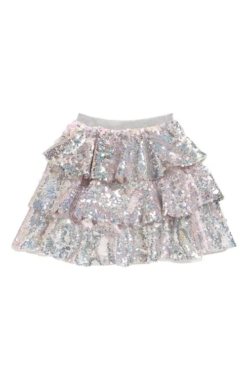 Lola + The Boys Kids' Sequin Tiered Skirt in Silver at Nordstrom, Size 12 | Nordstrom
